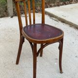 Bentwood bistro chair upholstered in burgundy leather