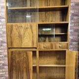 Renovated walnut bookcase, Poland 1958r.