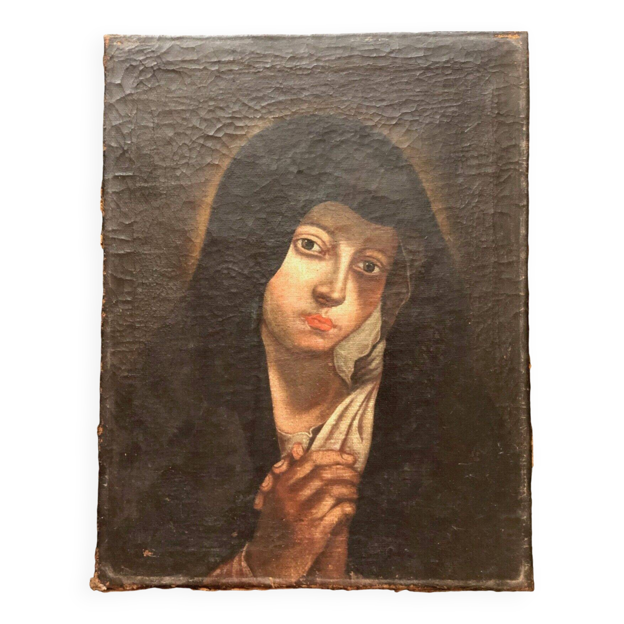 Virgin Mary painting on canvas from the 17th century anonymous 49 cm by 38 cm Italian school