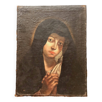 Virgin Mary painting on canvas from the 17th century anonymous 49 cm by 38 cm Italian school