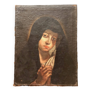 Virgin Mary painting on canvas from the 17th century anonymous 49 cm by 38 cm Italian school