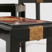 Set de trois tables gigognes décors asiatique bois noirci vers 1920