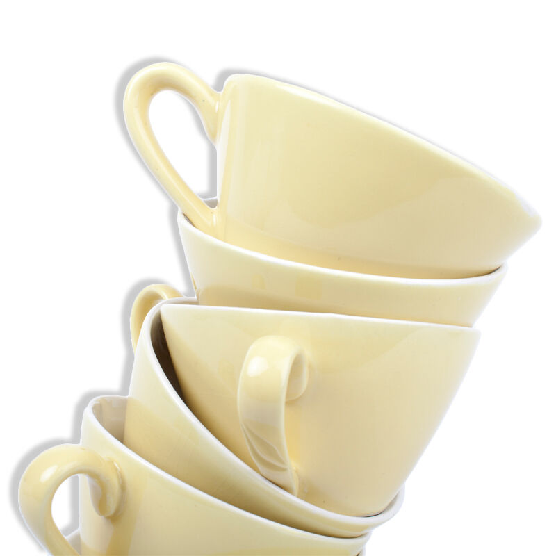 Set of 6 cups yellow pottery Badonviller