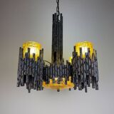 Brutalist chandelier by Marcello Fantoni for Fantoni Studio, Florence, Italy, 1960s.