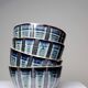 4 Japanese style handcrafted glazed ceramic bowls