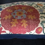 Decorative pillow case in linen and cotton  with suzani prints