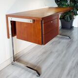 Ordo desk, teak, 1970, chrome cantilever footing