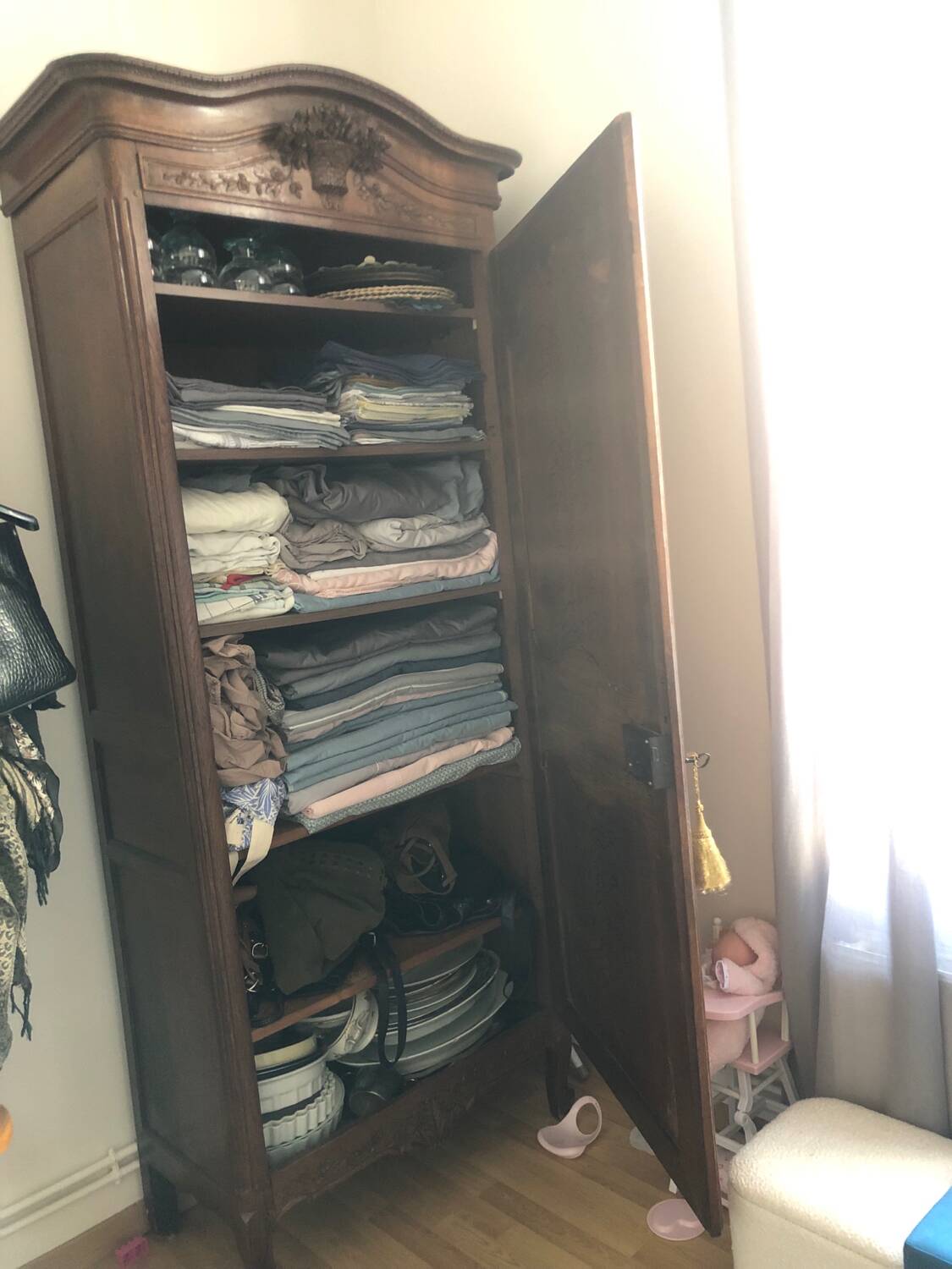 Antique solid wood wardrobe