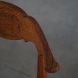 Henning Kjærnulf, set of 8 oak chairs with jute fabric, mid-century Danish, 1960s.