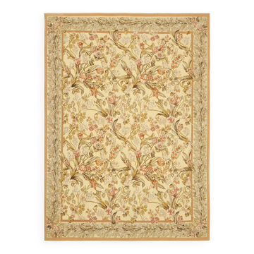 Handmade European Vintage Aubusson Kilim 266 cm x 366 cm