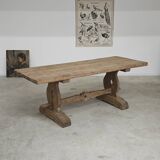 Large 19th century elm monastery table with solid top
