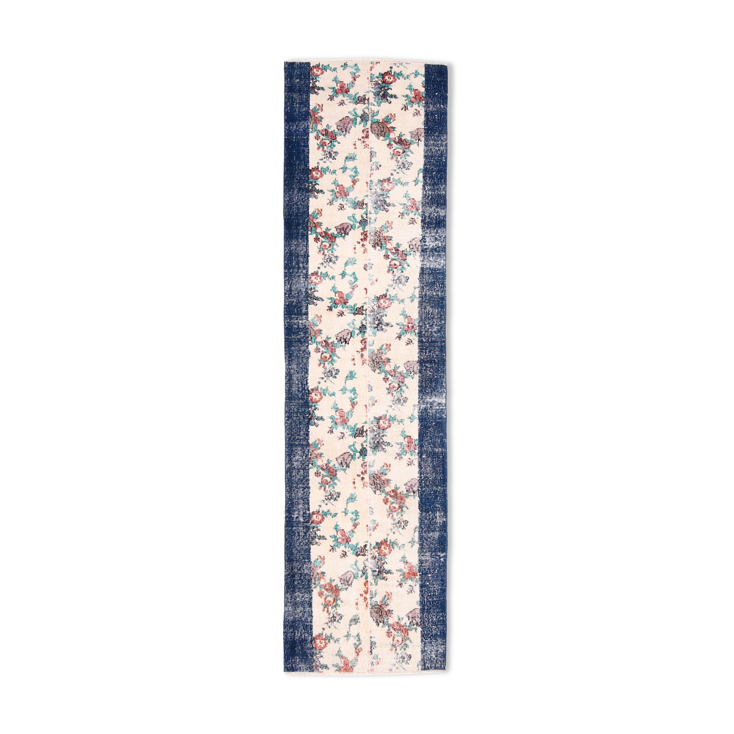 Blue floral vintage runner rug 275x74cm
