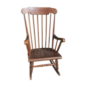 Rocking-chair in beech of the 60s wood