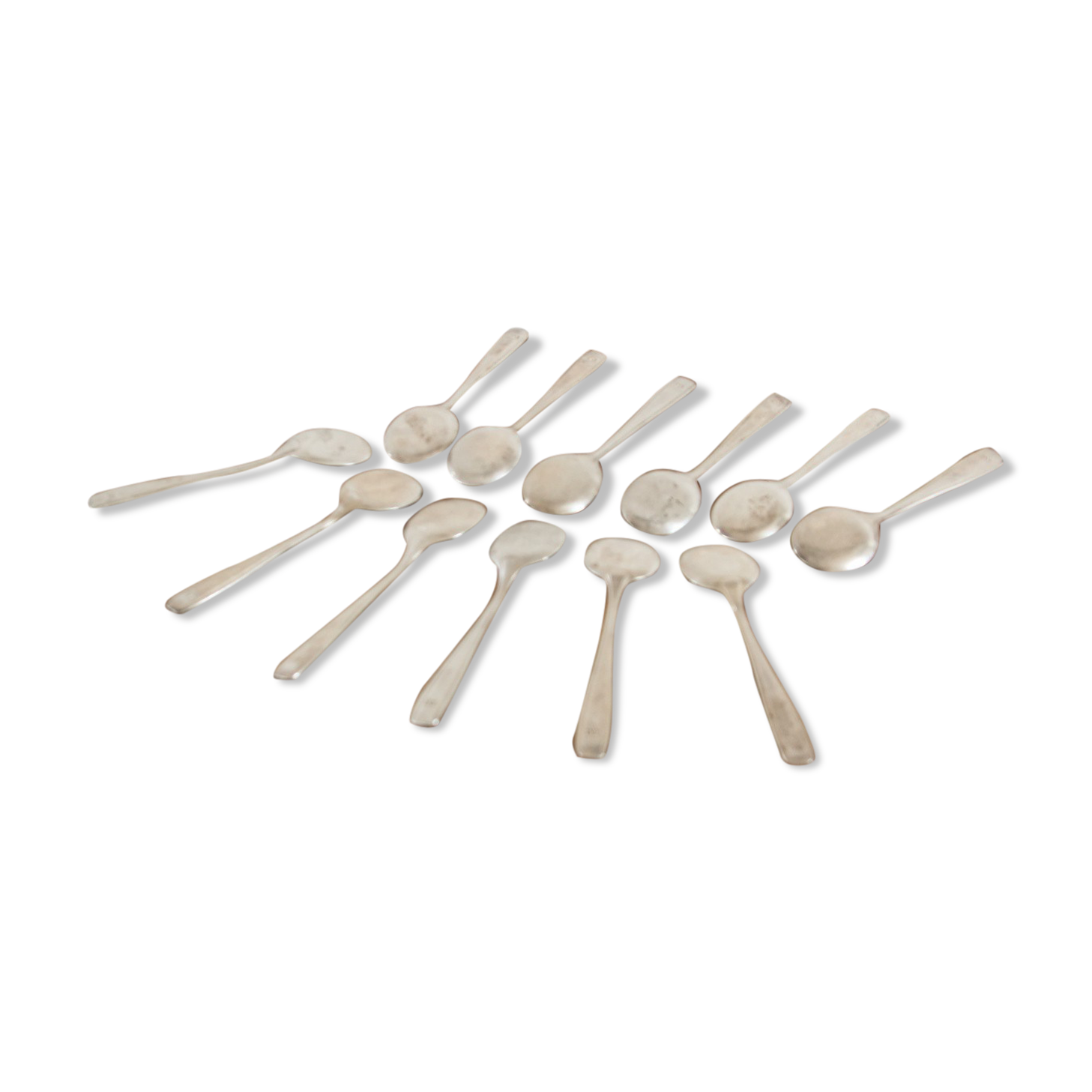 12 silver metal ice spoons, Ercuis