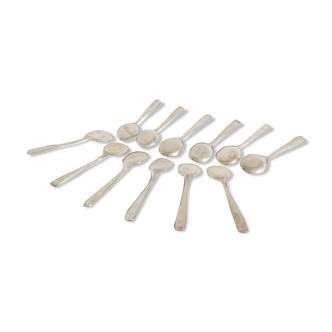 12 silver metal ice spoons, Ercuis