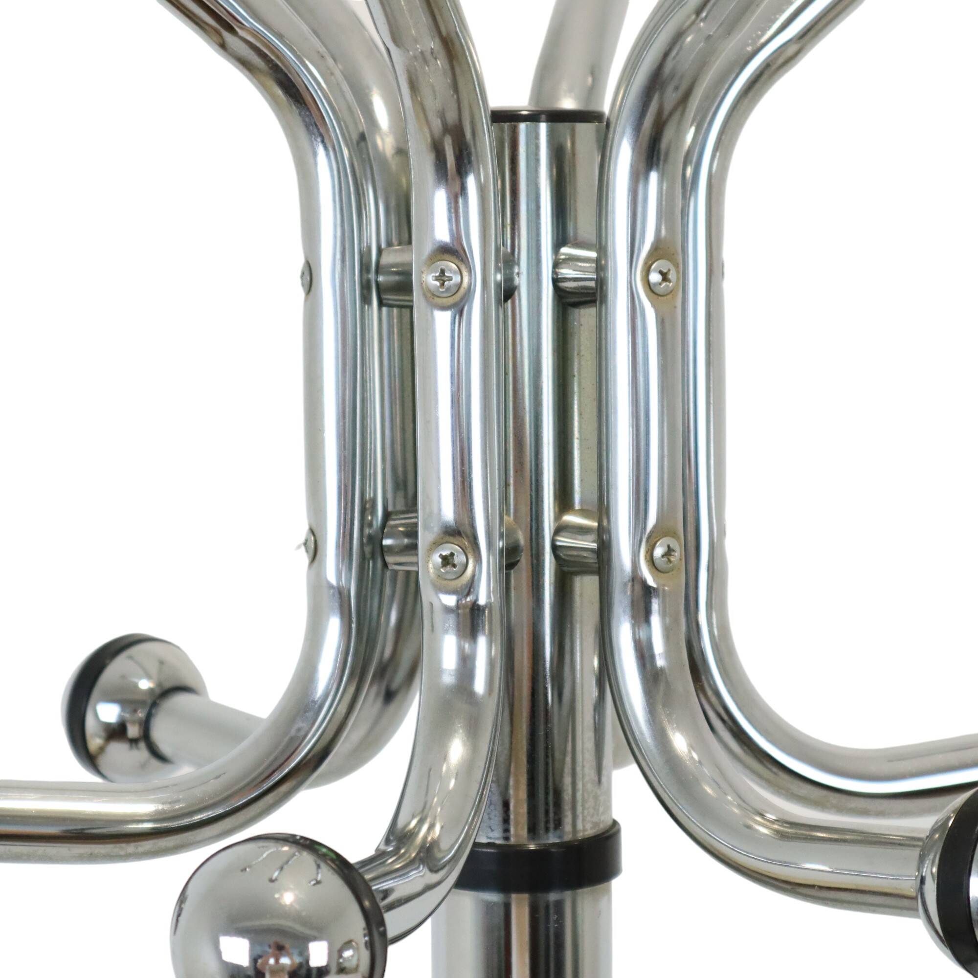 Vintage Chrome Standing Coat Rack Space Age Design 1970s