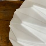 Designer pendant light with geometric opaline glass globe, mid-20th century