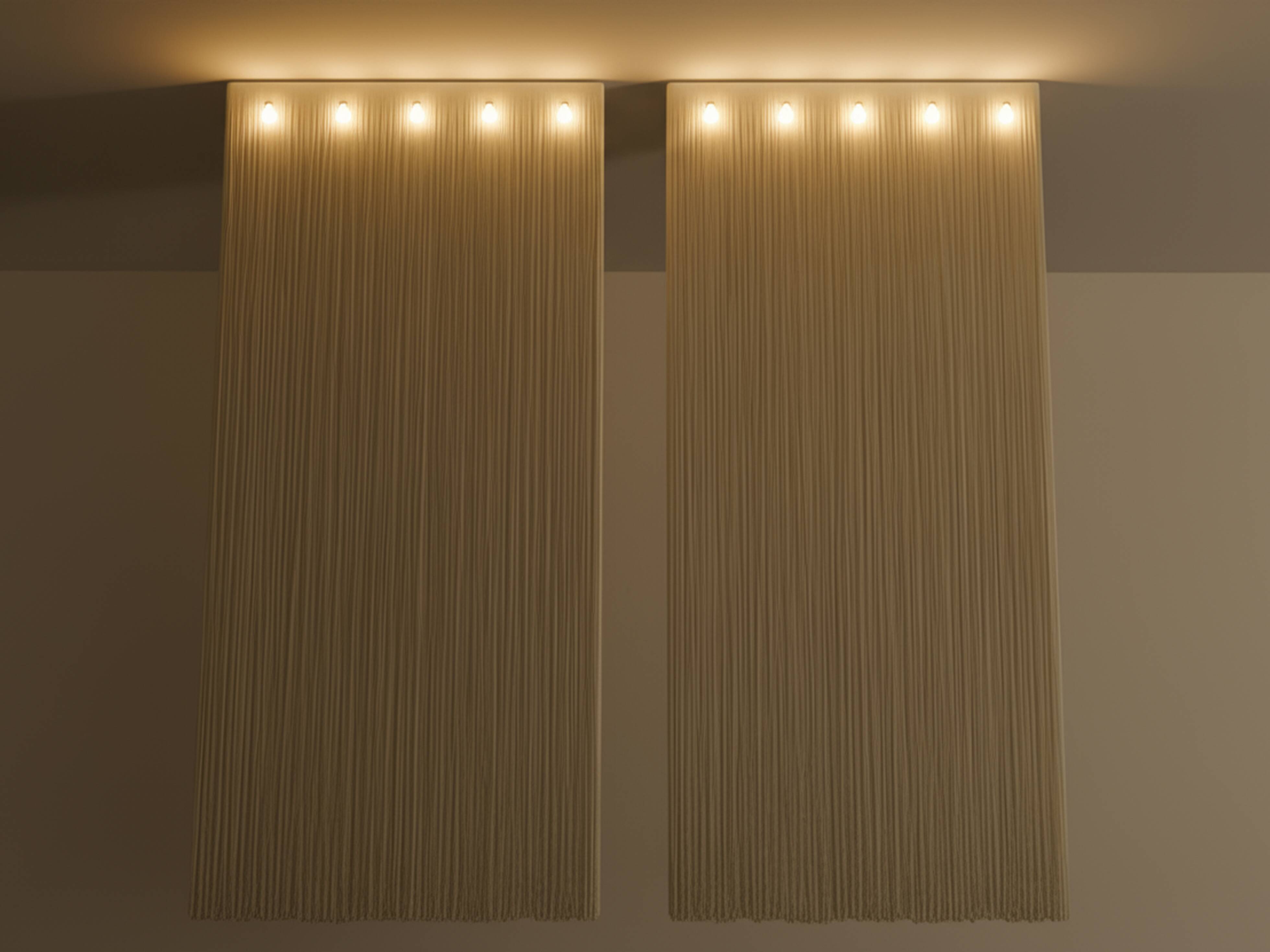 Pair of Mariyo Yagi Garbo chandeliers, metal and nylon, 1970s.