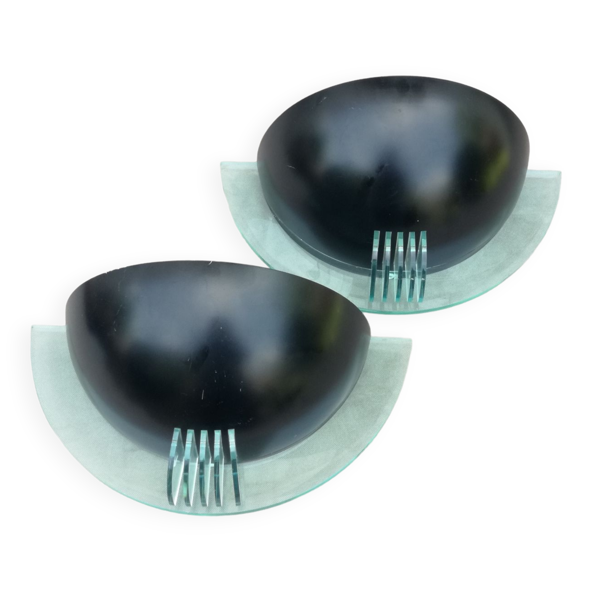 Postmodern wall lamps in half moon, 1990, set of 2