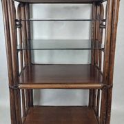 Bamboo shelf with smoked glass, 1970s