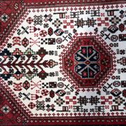 Handmade vintage Persian Gashkai rug 62cm x 105cm, 1960s