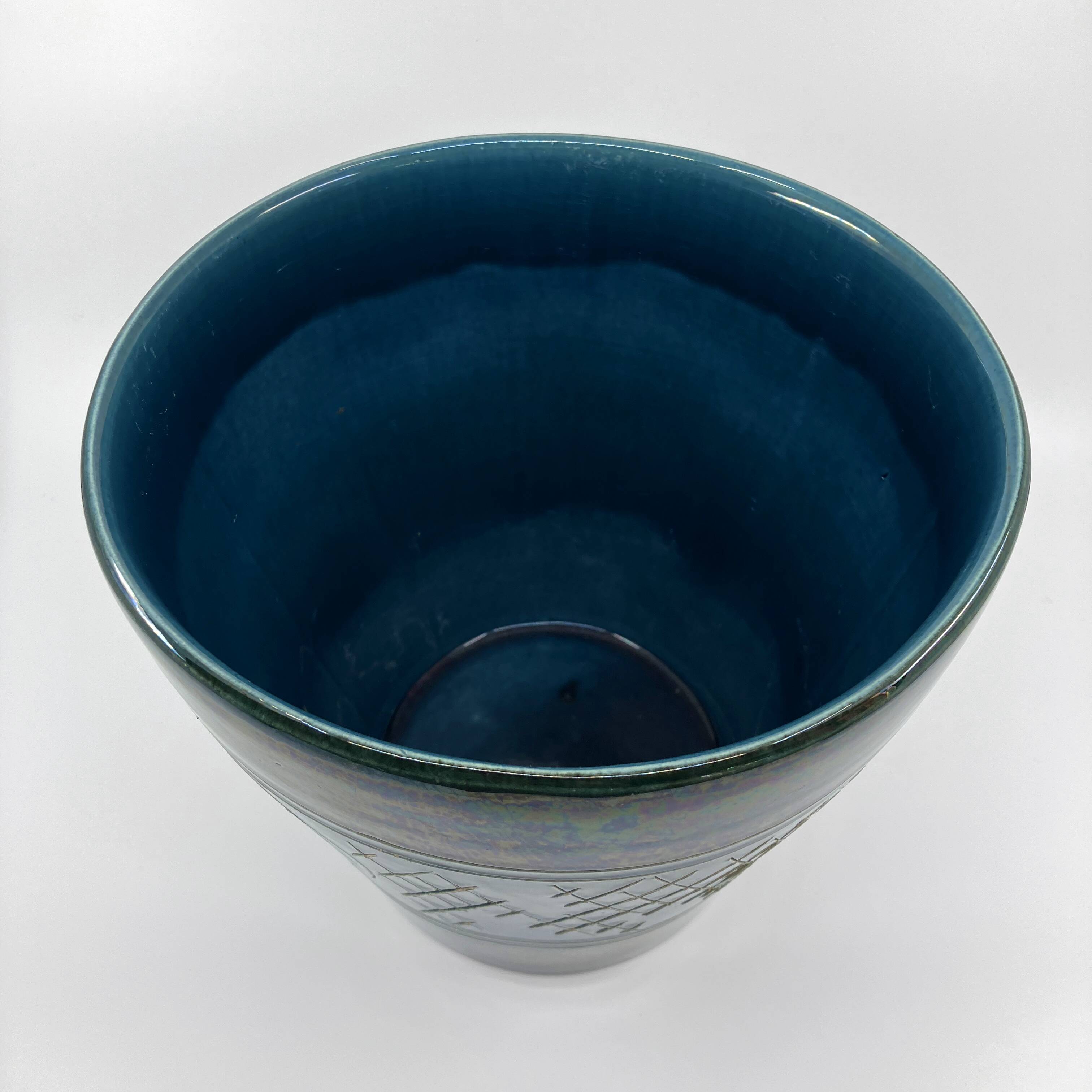 Large blue and green glazed ceramic planter • Ü Keramik • 1960-70