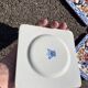 Set of 4 Gien earthenware cake dessert plates with peony decoration