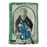 Terracotta devotional plaque of Saint Anthony the Abbot, 19th century.