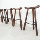 Mid century brutalist bar stools set of 5, 1960s
