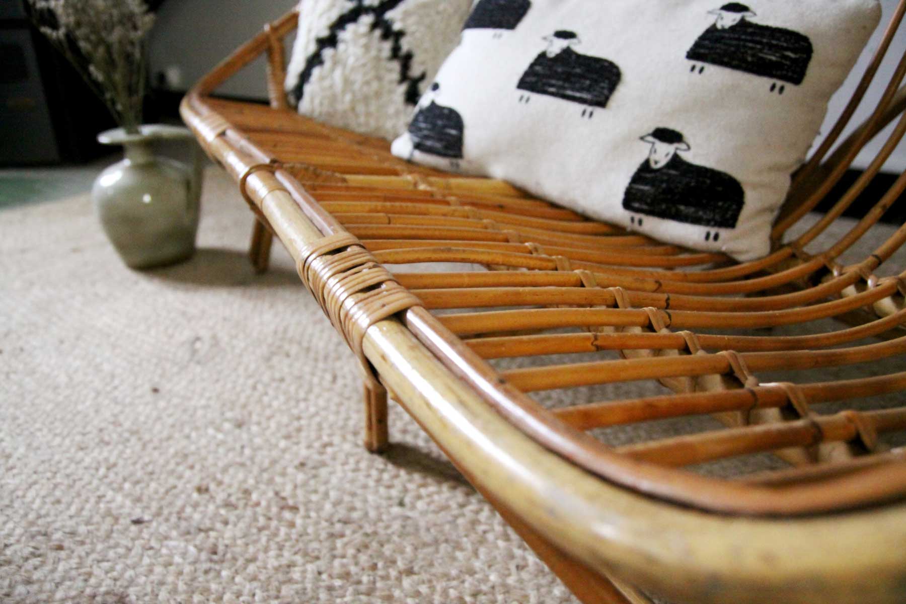 Vintage rattan bench