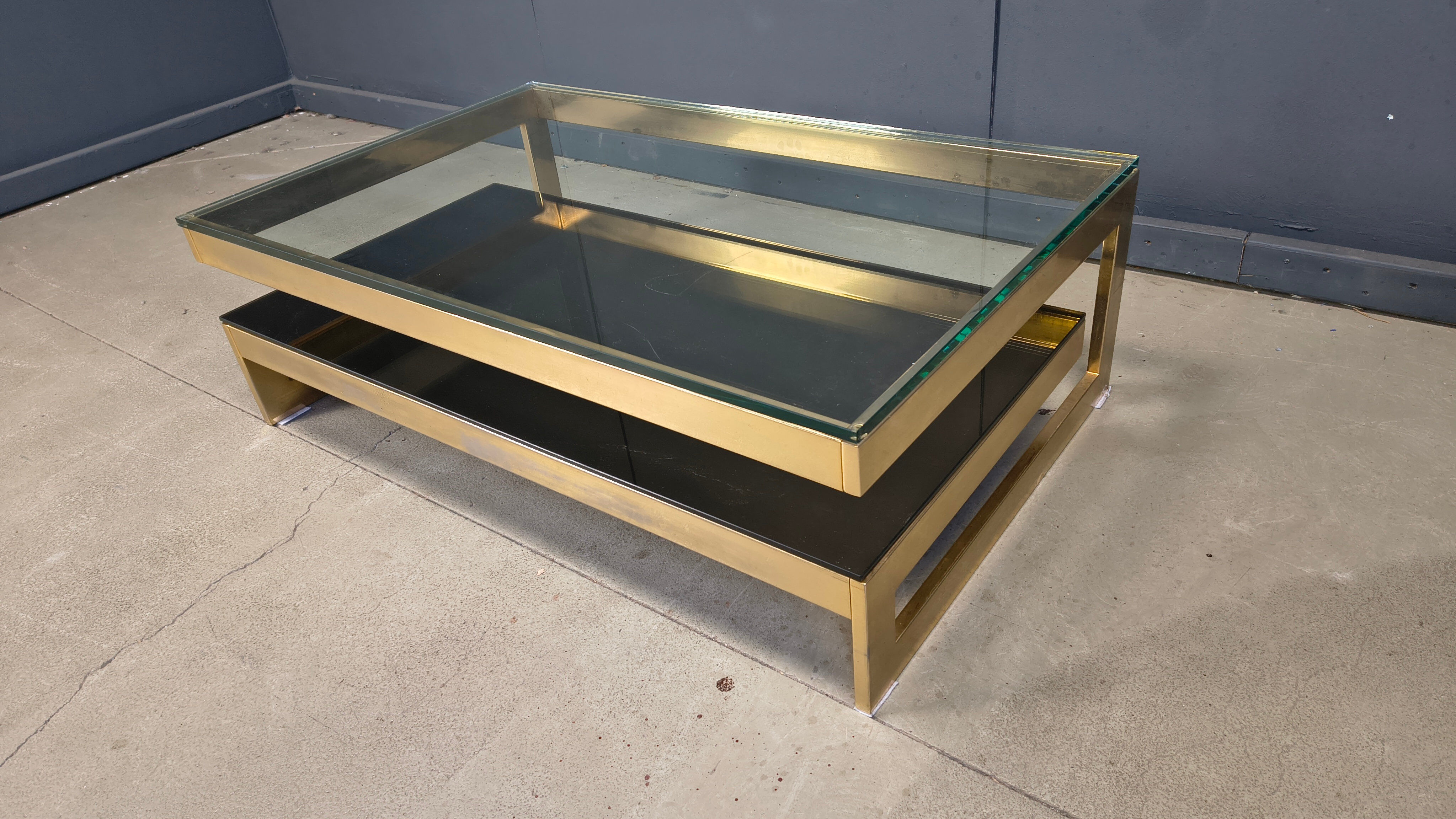 Vintage two tier Belgochrom 23kt coffee table, 1970s