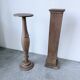 Paire de sellettes colonnes en bois 1950