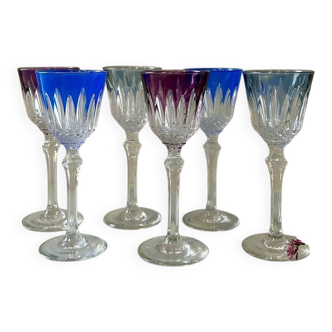 6 antique cut crystal liqueur glasses