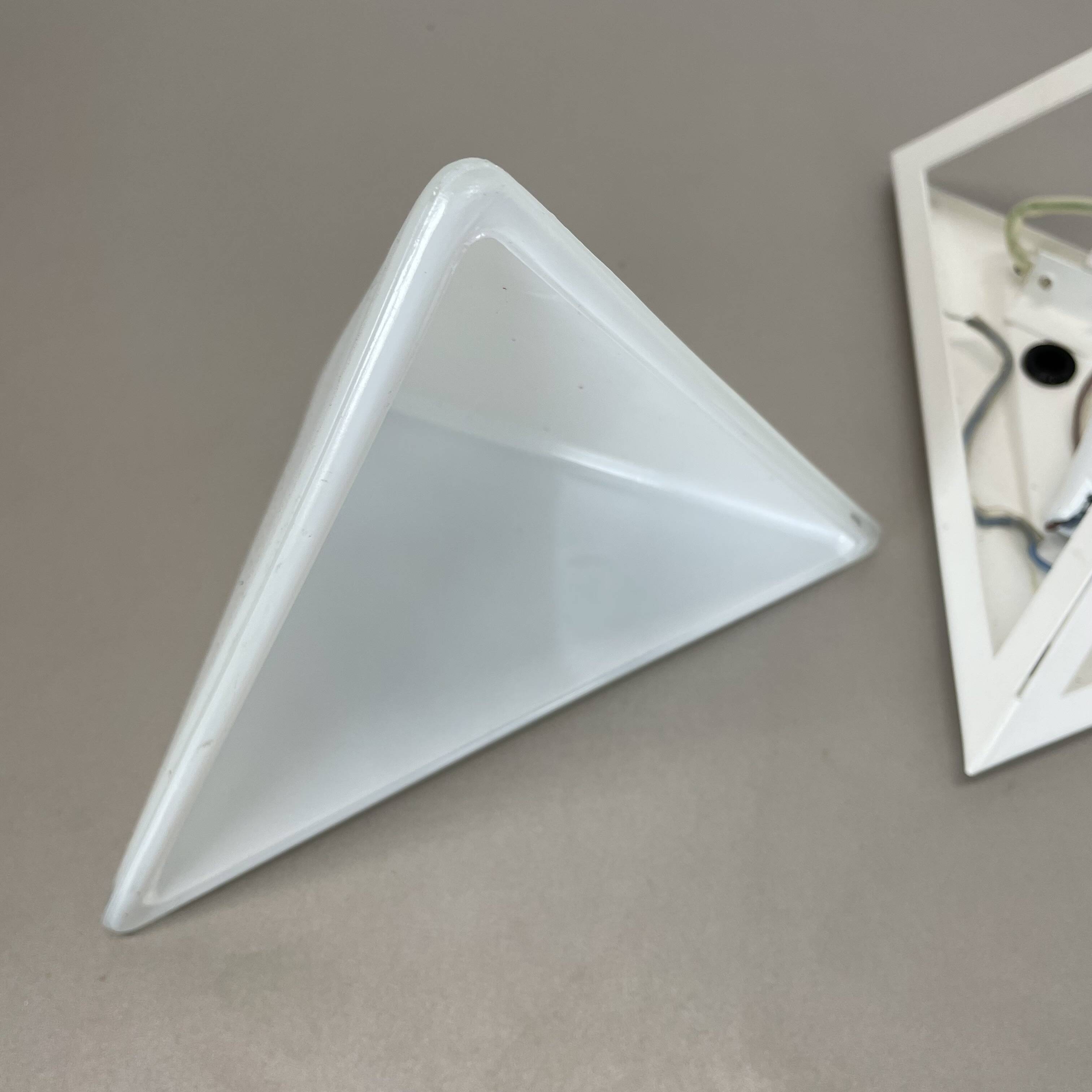 Original cubic satin white glass wall light by glashütte limburg, germany 1980s