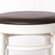 Tabouret Thonet vintage – Bois laqué blanc et cuir marron – Années 1990-2000