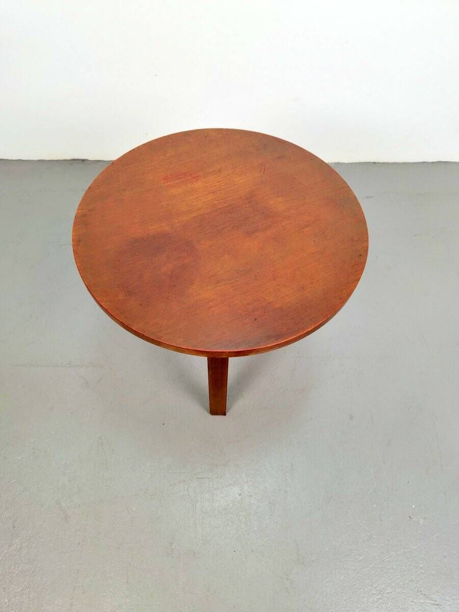 Dutch Art Deco Modernist Round Oak Side Table, 1930s