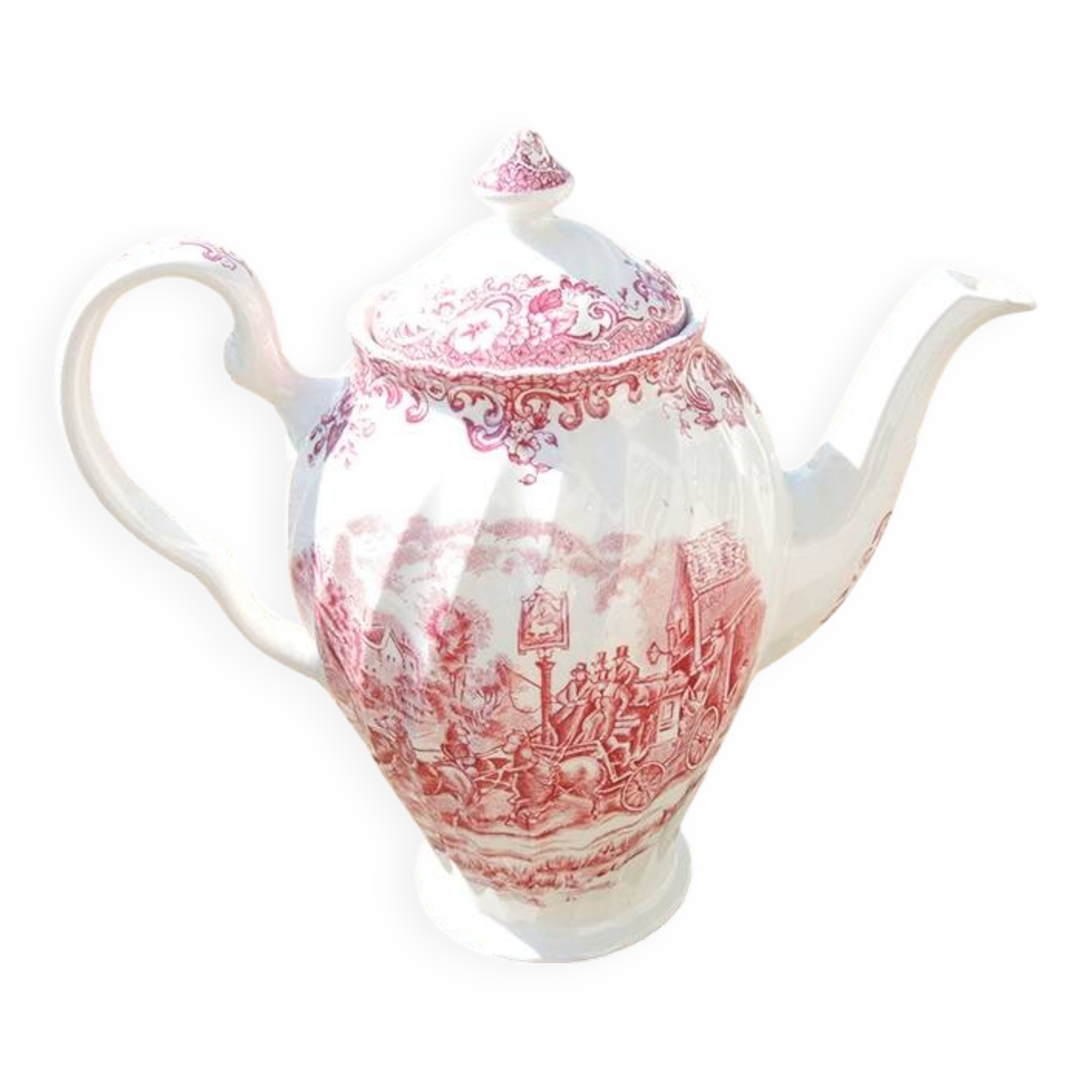 Antique Johnson Bros Ceramic Teapot - The Stagecoach