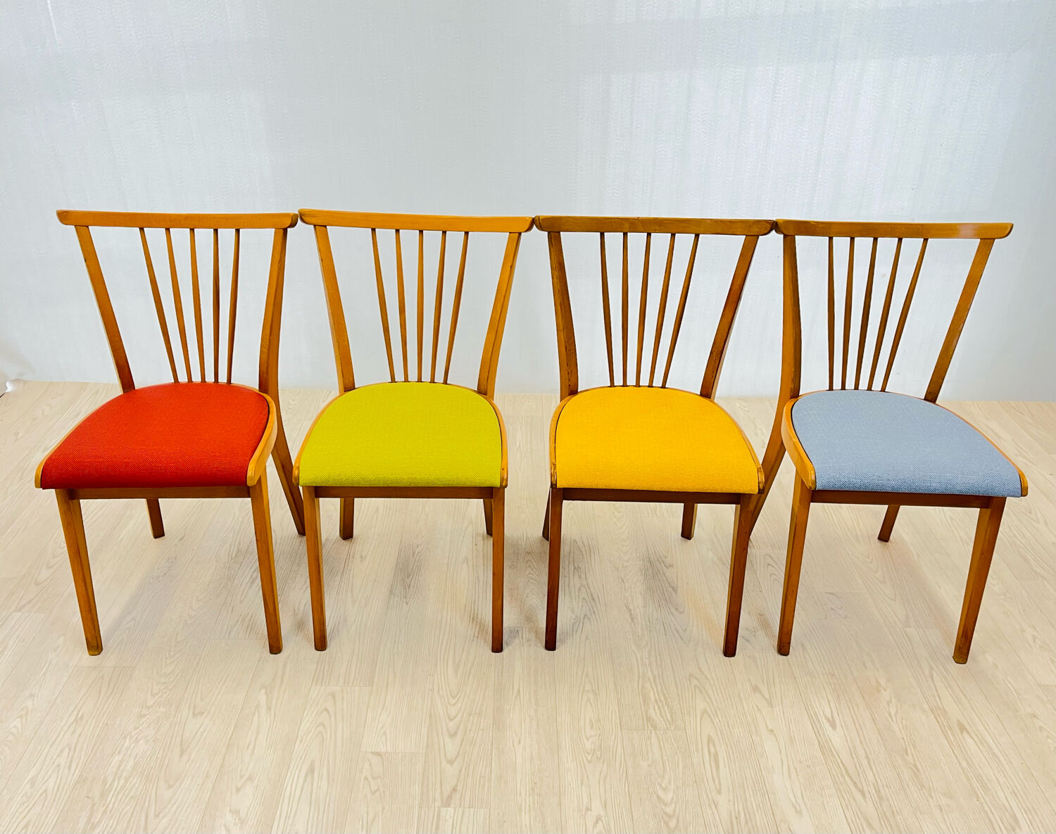 Four colourful chairs