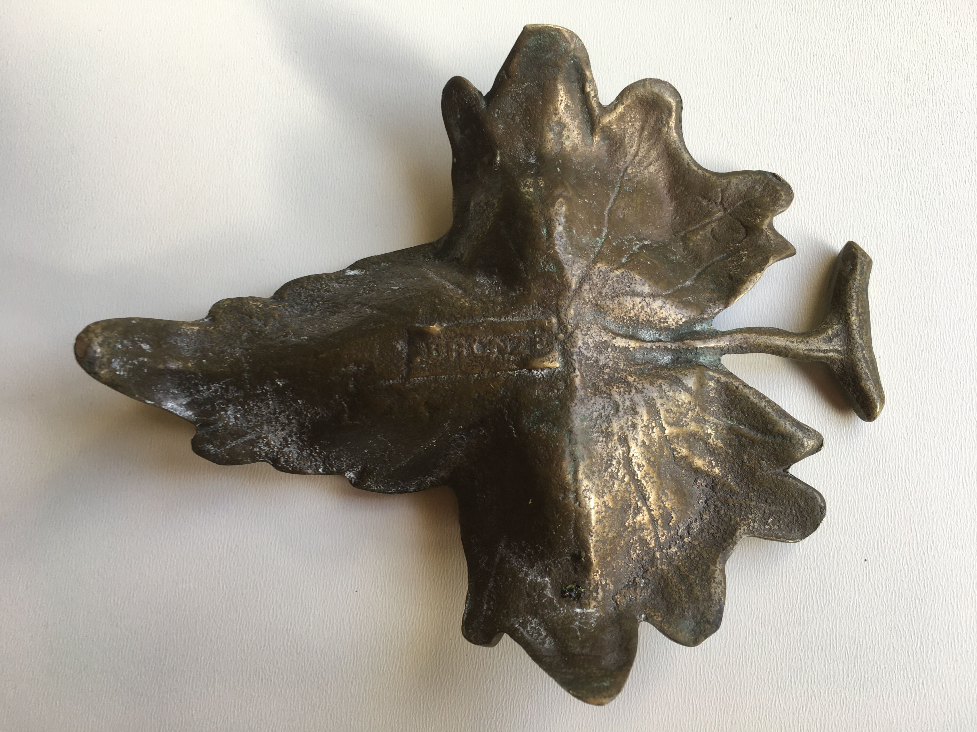 Empty pocket or ashtray leaf in old bronze