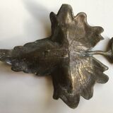 Empty pocket or ashtray leaf in old bronze