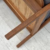 1970s, pair of Danish armchairs, reupholstered, furniture wool, teak, oak.