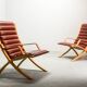 Padded Red Leather High Back AX Lounge Chairs by Hvidt and Molgaard Nielsen
