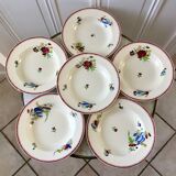 set of 6 Villeroy & Boch La Louvière soup plates, Belgian manufacture in Terre de Fer, early 20th century