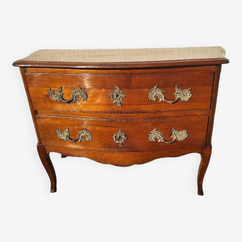 COMMODE 2 TIROIRS EN MERISIER STYLE LOUIS XV DES ANNEES 1960