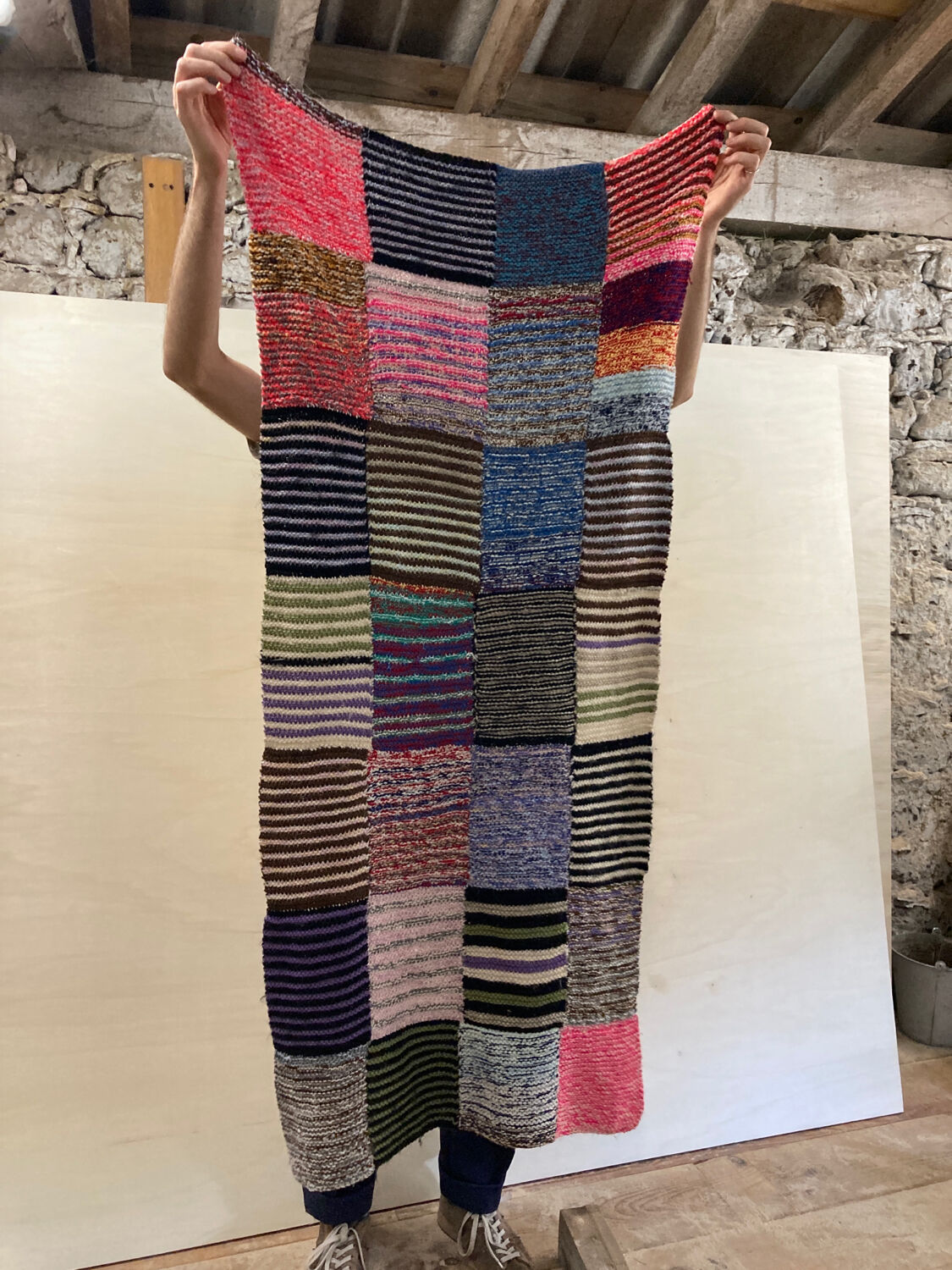 Plaid patchwork multicolore en laine