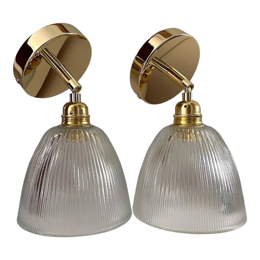 Pair of holophane type wall lights