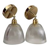 Pair of holophane type wall lights