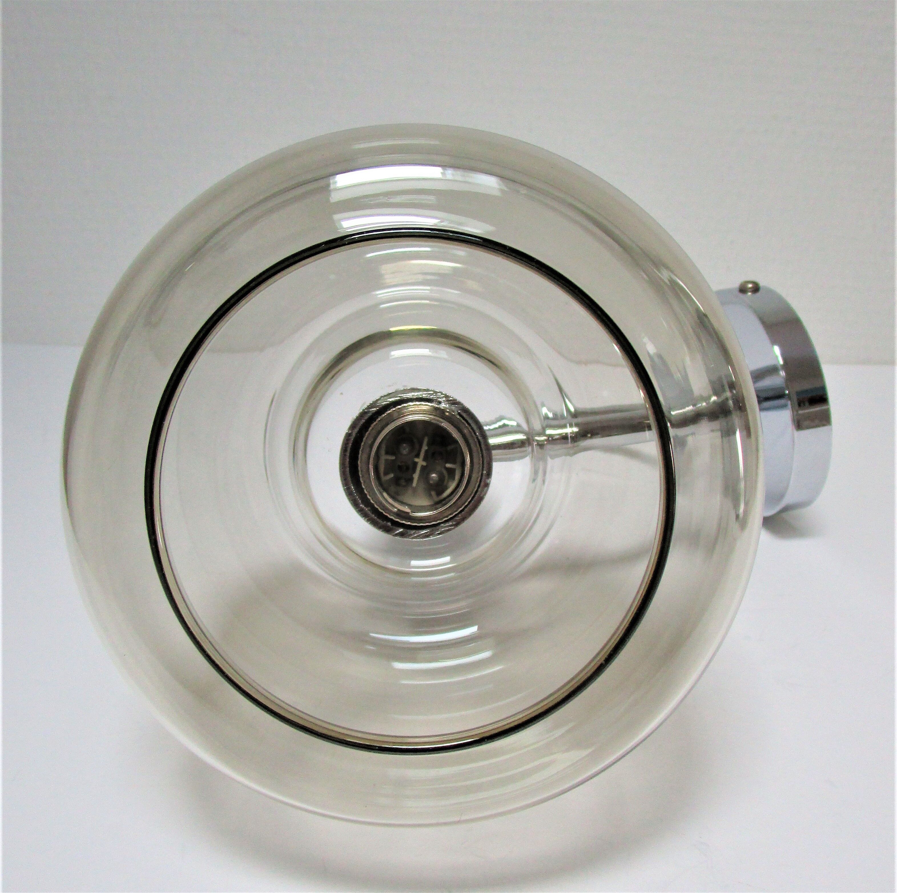 Sconce chrome and smoked glass vintage design 70s