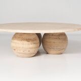 Contemporary Round Travertine Coffee Table, Italy