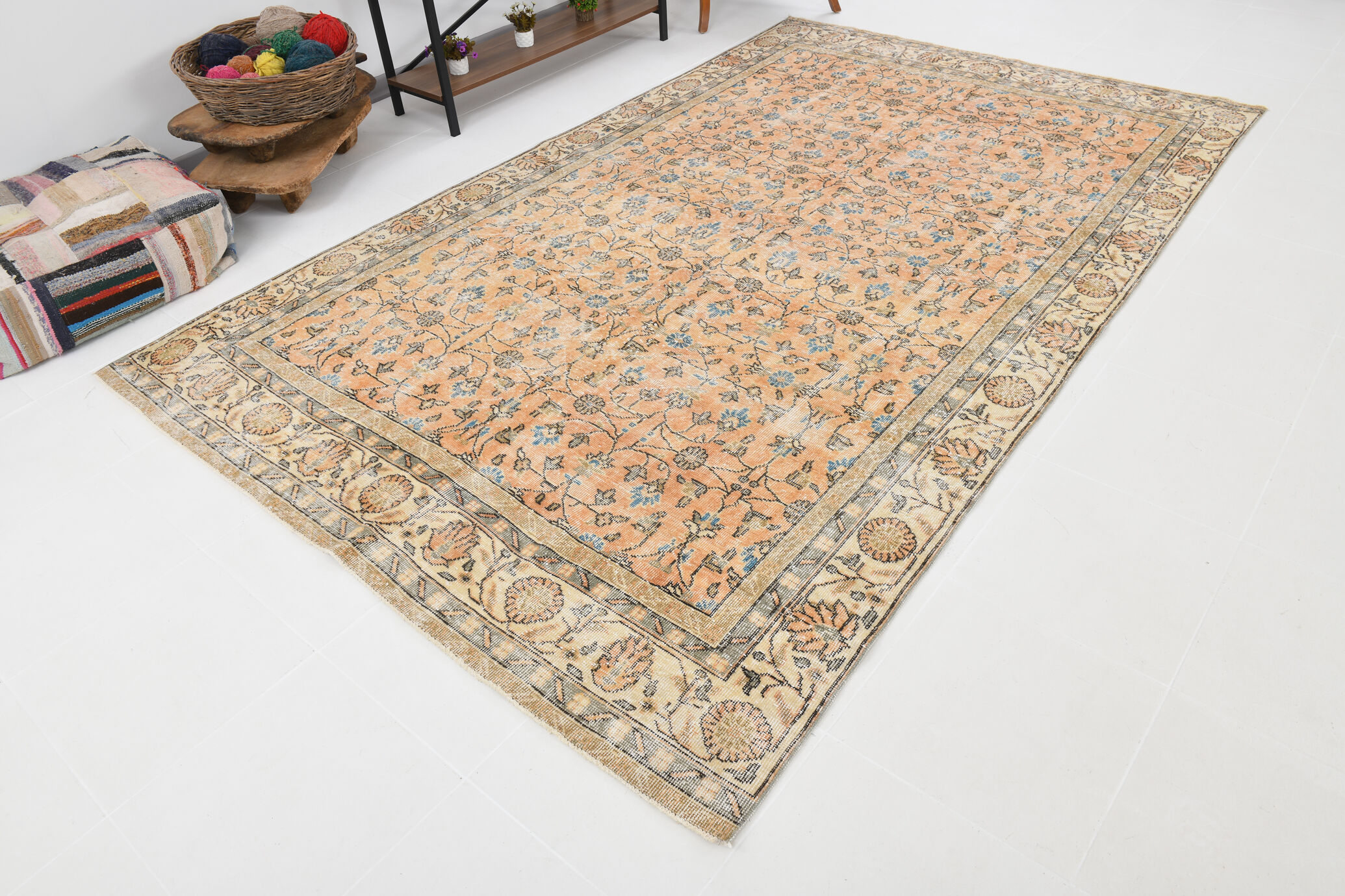 6x10 Pale Orange Floral Turkish Rug, 195x313Cm